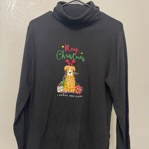 Time and Tru Black Merry Christmas Dog Turtleneck